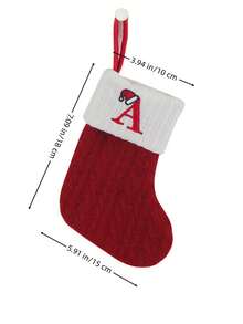 Calze natalizie rosse a maglia con monogramma, calze natalizie piccole con lettere inglesi appese, calze natalizie a doppia faccia da appendere al camino per decorazioni natalizie, feste di Capodanno, regali personalizzati con iniziali, decorazioni natalizie per la casa e la famiglia, decorazioni invernali