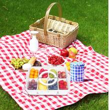 1Pcs Divided Serving Tray With Lid And Handle Divided Snack Box,Portable Snackle Box Snack Containers For Charcuterie, Party,Veggies, Snack, Fruit, Nuts, Candy, Chip, Entertaining, Picnic - Màu be - Xem 6