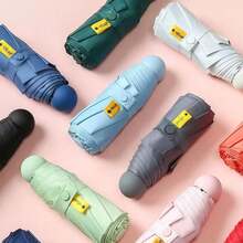 1 pièce Parapluie pliable compact et léger de 6 baleines, imperméable avec protection UV, convient pour la pluie et le soleil, manche en acier inoxydable