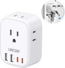 Cargador Europeo Adaptador 4 Tomas CA 2 USB 2 Tipo C Apto para Francia - Tipo J - Suiza, Ruanda, (1 Pieza) - Ver 1