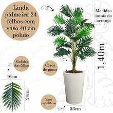 Palmeira Artificial Grande Toque Real Com Vaso Polido Sala - Branco - Visão 3
