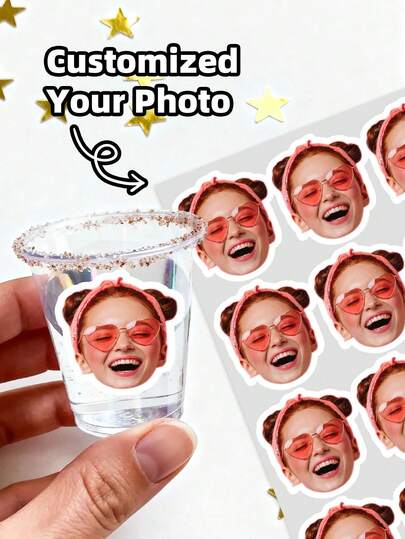 1~84pcs Customized Photo Stickers, Personalized Stickers, Face Stickers, Children's Birthday Party Photo Stickers, Party Sponsorship, Water Bottles, Laptop Stickers For Anniversaries,For Valentine's Day,For Mother's Day,For Birthdays,For Children's Day,For Father's Day,For Graduation,For Weddings,For Housewarming Living Room,Bedroom,Office,Tea Room,Home,Dining Room,For Halloween,Christmas