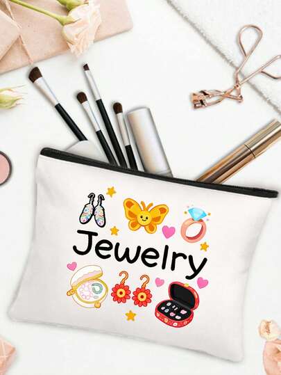 时尚女士珠宝收纳包 - 女士化妆包、便携式洗漱包、大容量旅行收纳包 | 适用于化妆品、耳机、配饰、硬币、洗漱用品 | 轻巧拉链设计，适合旅行和日常使用 - 多功能收纳包，可容纳文具、药品和配件 - 理想的礼物选择旅行必需品旅行配件旅行包度假返校学校用品珠宝盒，日常使用