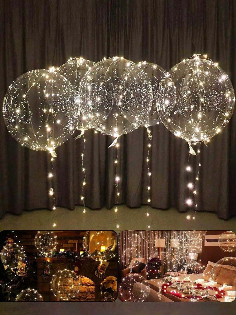 LED发光透明气球，透明泡泡氦气球 - 适用于单身派对、周年纪念、宝宝生日派对、婚礼装饰、场景装饰、荧光派对、婚礼派对装饰、圣诞派对装饰、迎婴派对装饰、性别揭晓派对装饰 [无需气体] [无需电池] - 彩色 - 查看 1