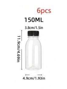 1/3/6个装可重复使用塑料果汁瓶带盖 - 塑料奶昔瓶 - 带盖空饮料容器，适用于冷/热饮、果汁、饮料、水、牛奶、奶昔和其他饮品，含姜（150毫升/200毫升/250毫升/350毫升/500毫升） - 彩色 - 查看 24
