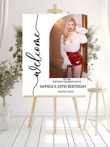 Cartel de bienvenida personalizado con foto de cumpleaños, adecuado para cualquier edad, solución de decoración de fiesta personalizada, tarjeta de cumpleaños personalizada, pancarta de cumpleaños personalizada, cabina de fotos de boda, accesorios de cabina de fotos de boda, cartel de bienvenida personalizado, cabina de fotos, cartel de bienvenida a la fiesta de cumpleaños personalizado, bienvenida - Multicolor - Ver 3