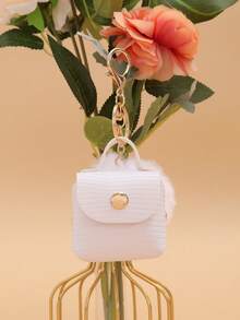 时尚百搭包包挂饰、迷你耳机袋、女士手提包挂饰、毛绒绒迷你包包挂饰钥匙扣 - 白色 - 查看 2
