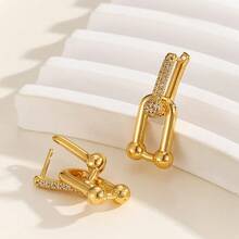 1pc Adjustable Stainless Steel U-Shaped Horseshoe Chain Bracelet/Necklace, Unisex