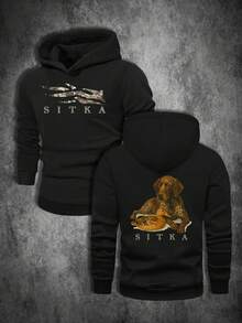 Men's 450g Heavyweight High-Quality Hoodie | Outdoor Hunting Print| Outdoor Casual Long-Sleeve Pullover Hoodie With Pockets, Suitable For Autumn And Winter Wear (Ideal For Daily Wear And Gifting) - màu đen - Xem 1