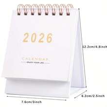 2026 Mini Desk Calendar - Dual Monthly/Weekly Layout 250gsm Thick Paper, Double-Stitched Binding Multiple Colors Available (Pink/Blue/Green/White) Ideal For Home Office Use Desk Calendar