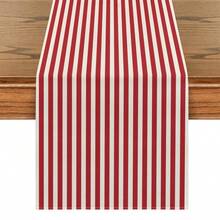 1pc Simple & Fashionable Striped Table Runner, Textured Rectangular Tablecloth, Suitable For Dining Table, Coffee Table, Home Decor - Durable Kitchen And Dining Room Decoration, Table Decor - Red - View 15