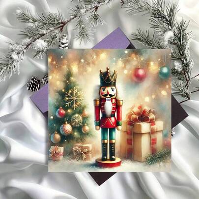 1pc The Nutcracker Soldier Prince, Artistic Christmas Card Or Poster Of Tchaikovsky's, Fairy Tale. Family Friends Xmas 2025 Merry Christmas Card-For Loved Ones, Friends And Family Greeting Card Gift For Her Friend Daughter Mother Kids Gift