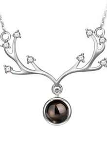 Collana con pendente in argento sterling 925 con zirconia, adatta per indossare a Natale, per uso quotidiano e come regalo - Bianco - Visualizzare 8