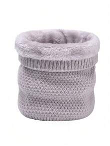 1 件纯色针织颈部保暖器，保暖内衬，户外颈部围巾，适合男孩和女孩，秋冬季