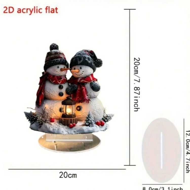 1個 ボヘミアン調 アクリル製 雪だるまオーナメント - テーブルトップ 雪だるまテーマの装飾品、多目的アクリクラフト、自宅、オフィス、寝室、カフェに適しています - クリスマスの雪だるまの装飾、ホリデーギフト - マルチカラー - 見る 3