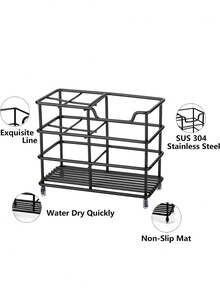 Toothbrush Holder For Bathrooms, Stainless Steel Bathroom Black Toothbrush And Toothpaste Holder