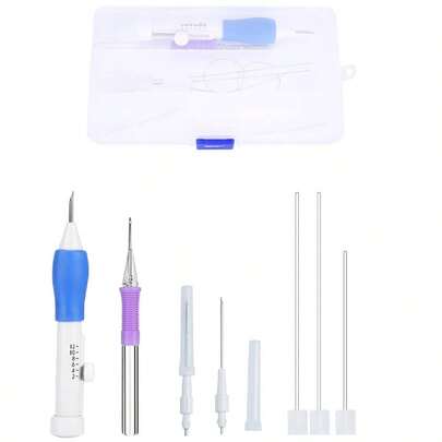 7 piezas Juego de agujas de bordado - Herramientas de tejido DIY, agarre cómodo, tamaños surtidos, adecuado para artes y manualidades