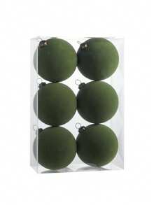 6 قطع زينة شجرة عيد الميلاد من المخمل - كرات بلاستيكية مغطاة بالنسيج، غير كهربائية، بدون ريش، مناسبة بشكل عام لديكورات العطلات