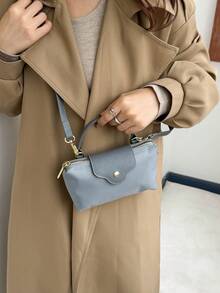 新款女士休闲手提包，多功能纯色尼龙单肩包，波士顿购物时尚斜挎包，可装护照、现金、身份证、信用卡，轻便，夏季包款，送女友的礼物 - 灰色 - 查看 4