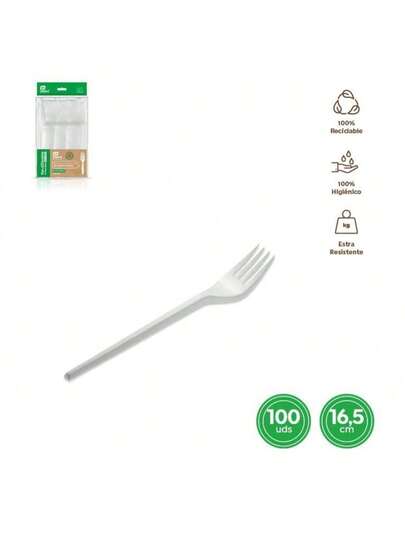 Talheres de plástico descartáveis 100u, colheres de sobremesa reutilizáveis, garfos ou colheres para escolher - embalados higienicamente, compostáveis, 100%