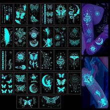 1PCS Glow-In-The-Dark Temporary Tattoos  Waterproof Long-Lasting Fake Tattoos Halloween Costume Tattoo Decorations Festival Glow Tattoo Stickers Birthday Party Custom Tattoos Party Sparkle Fake Tattoos Removable Butterfly Tattoo Stickers Multi-Color Glow Tattoos - ngẫu nhiên - Xem 1