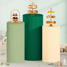Cylinder Covers Set Of 3 Spandex Cylinder Pedestal Stand Covers Red Cylinder Cover Round Pedestal Cylinder Covers Multicolor Pedestal Cover For Wedding Party Ceremony DecorationKF - A - 查看 5
