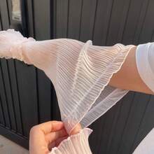 Casual Versatile Simple Ruffle Trim Arm Sleeves