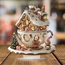 كوب بشكل بيت زنجبيل من الأكريليك بطراز بوهيمي مع شعار وشارة - ديكور مكتبي للكريسماس، متعدد الاستخدامات، بدون نص، مناسب للمنزل والمقهى ومكتب العمل وديكور غرفة النوم