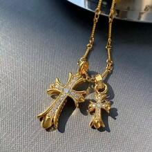 1PC New Elegant Double Cross Niche Design Versatile Punk Exquisite Women's Necklace Jewelry - 10-2090 Bạc - Xem 2