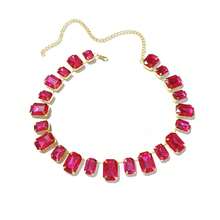 1pc Glamorous Colorful Glass Crystal Heart & Teardrop Pendant Necklace, Party/Evening Wear