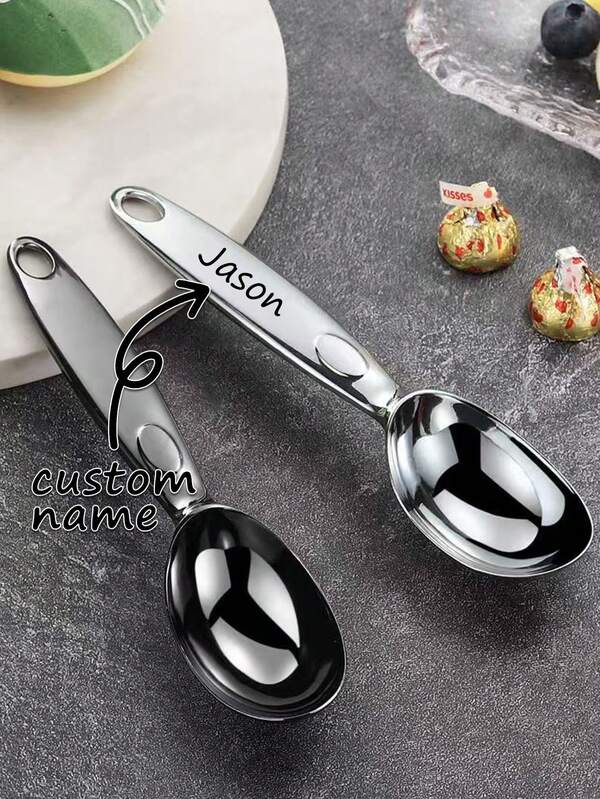 1pc Custom Ice Cream Dipping Tool Custom With Your Name Personalize Stainless Steel Ice Cream Scoop Versatile Dessert Spoon For Ice Cream Fruit And More Comfortable Grip Scoop For Home Use Christmas Gifts