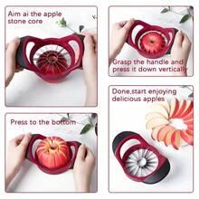 16pcs Stainless Steel Apple & Pear Corer Slicer Set - With Sharp Blades, Heavy Duty Manual Fruit Cutter, Ergonomic Non-Slip Handle Design, Durable 430 Stainless Steel & ABS, Suitable For Home And Professional Kitchen Use - And Easy To Clean, Time-Saving Fruit Prep Tool - Multicolor - View 7