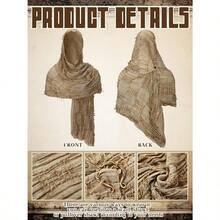 Wrap Sand Hooded Shawl With Viking Brooch Scarf Rogue Medieval Renaissance Cosplay Cloak Cape Accessoriesgift - 卡其色 - 查看 5