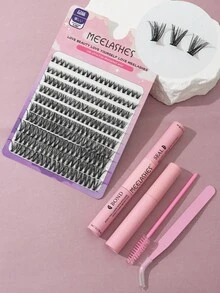 40對自然厚款分段假眼睫毛，大容量熱熔自植睫毛束套件 - 黑色 - 查看 16