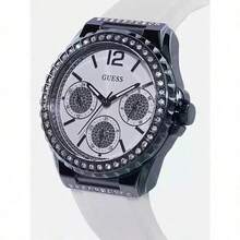 Guess Women's Quartz Watch, Analog Display And Silicone Strap W0846L7
