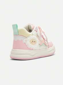 Balabala Girls' White Canvas Sneakers 2025 Spring/Fall, Casual Breathable Shoes - White and Red - View 5