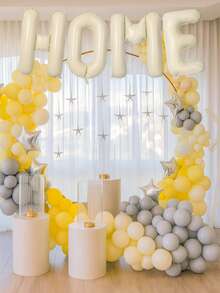 4pcs 16/40-Inch HOME Letter Balloon Set, HOME Letter Balloon Decoration For Housewarming Party, Retirement Party, Theme Party Decoration, HOME Balloons Background Decoration For Party, Cream White Aluminum Film Banner Letter Sign, Aluminum Film Balloon Indoor And Outdoor Decoration, Home Balloon Banner For Celebration Housewarming , No Electricity Required, Christmas Halloween New Year