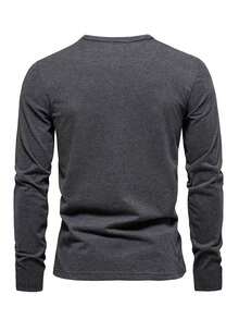 Camiseta Manga Larga Casual Estampado Letras Hombre Otoño Salir Esposo Regalo Comodidad Transpirable - Gris Oscuro - Ver 2
