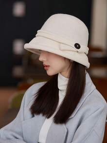 1pc Women's L Size Casual Bohemian Party Cute Elegant Retro Street Brushed Bucket Hat, Fashion Versatile Petite Bucket Hat Suitable For Daily Commute, Camping, Travel, Hiking, Theme Park, Cafe, Farm, Party, Photo Shoot, Autumn/Winter - Multicolor - View 13