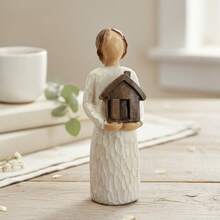 1 Piece Of Hand Holding House Delivery Sculpture, High-Quality Resin Figurine Ornaments, Little Girl And Cute House Model, Desktop Decorative Ornaments, Warm Decorations, Suitable For Friends' Housewarming Birthday Gifts, New Home Anniversary Gifts - 彩色 - 查看 7