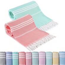 2 Packs Turkish Beach Towels Vacation Essentials Quick Dry Sand Free Oversized Bath Pool Swim Towel Extra Large XL Big Blanket Adult Travel Cruise Accessories Must Haves  Stuff - 薄型套裝CoralAqua272x36英寸 - 查看 8