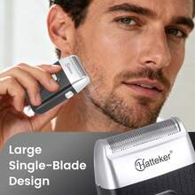 1 pieza Afeitadora eléctrica recargable por USB con pantalla LED para hombres, máquina de afeitar rotativa Hatteker - Negro - Ver 8