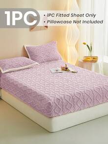 1件塔夫绸床笠,纯色床垫罩,柔软舒适保暖床垫保护套,亲肤加厚秋冬床笠,现代风格卧室床笠,适用于大号、特大号、单人床、双人床,不含枕套,沙发套,大号、特大号床笠,Oeko-Tex认证 - 紫色 - 查看 3