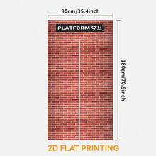 2D Halloween Christmas Party Backdrop, 89.92x199.9 Cm, Polyester, Brick Wall Photography Prop, Wizard Themed Wall Decor, No Feather, Home Kitchen Party Supplies