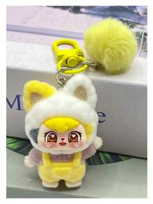 可爱卡通动物背包挂件 - 树脂材质，天鹅绒DIY手机挂饰，毛茸茸的耳朵和生动的表情，粉色和多种颜色可选，耐用树脂材质，适用于背包、钥匙，是送给女性和青少年的礼物（生日、情人节） - 单个挂件，背包装饰，趣味设计，迷人吊坠，装饰钥匙扣，青少年配饰，温馨礼物，可爱爱好者，包包挂饰，可伸缩挂绳，可爱粉丝