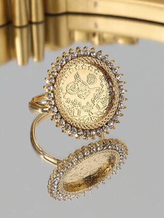 1pc Middle Eastern Lucky Totem Adjustable Ring, Popular Arabic Style For Men And Women