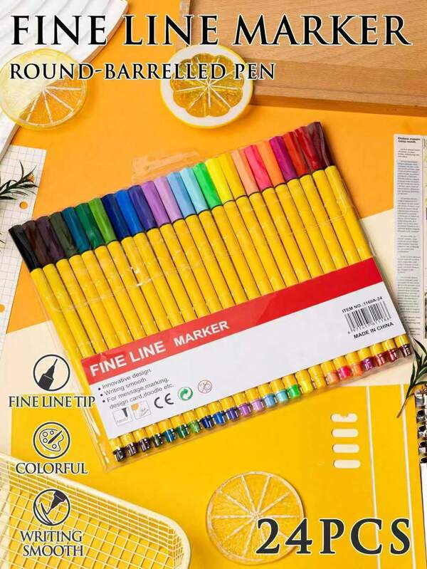 24 قلم رصاص رسم خطوط دقيقة جديد، أقلام تلوين ملونة مناسبة للمدرسة والمكتب وكتب التلوين للكبار والمذكرات والرسم والفن الجرافيتي، أطراف دقيقة للكتابة في المذكرات وتدوين الملاحظات والمكتب والمجلات والكتابة والمستلزمات المكتبية الفنية، موسم العودة إلى المدرسة.