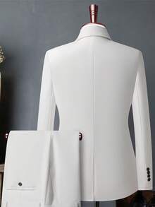 Men's White High-End Suit Set, Wrinkle Resistant And Non Hair Stained, Business Formal Wear, Four Season Commuting, Workplace, Party Dress, Two-Piece Set - trắng - Xem 2
