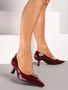 Eleganti scarpe da donna con punta affusolata e cinturino alla caviglia - adatte per lavoro/ufficio, eventi serali/feste, essenza classica, primavera/autunno - Bordò - Visualizzare 1
