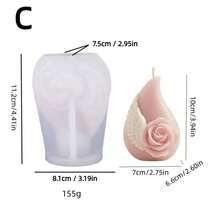 Molde de silicone para vela com aroma de rosas, 1 peça, asas de rosa, sabonete em gesso, enfeites decorativos para o dia dos namorados e presentes criativos - Branco - Ver 7